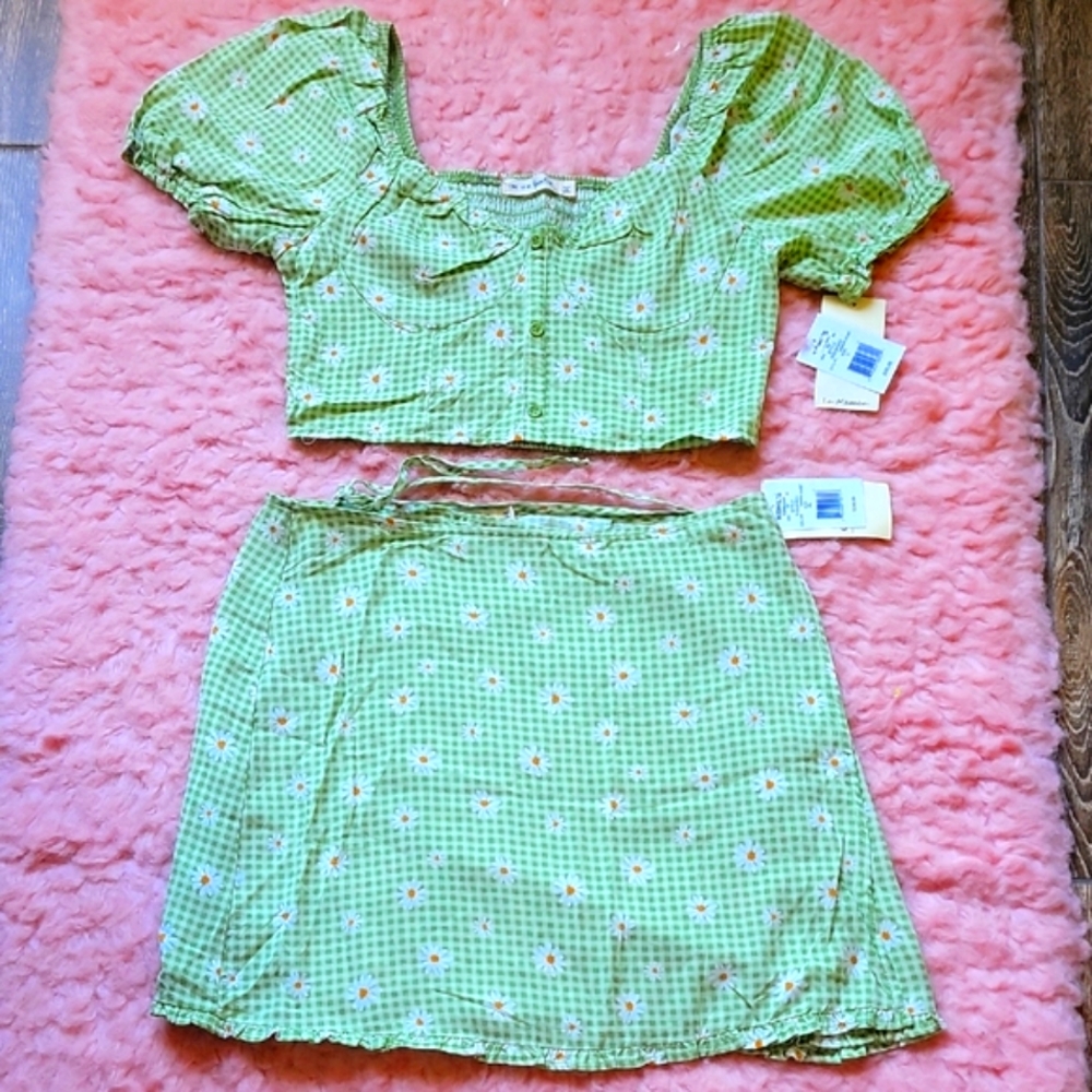 Live To Be Spoiled Floral Green  Two-Piece Set